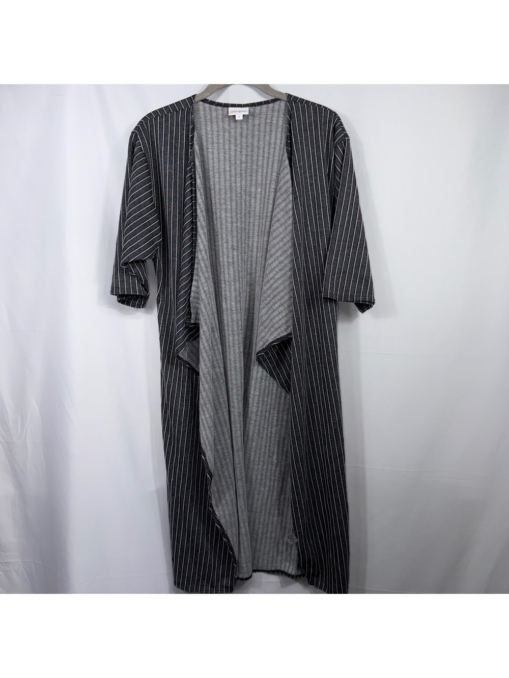 LuLaRoe Shirley S Black Pinstripe Long Kimono